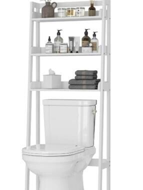 Wood 3-Tier Over Toilet Bathroom Organizer-White